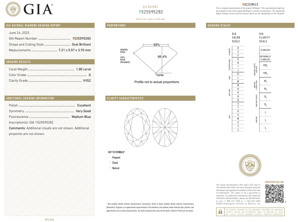 Certified White Diamond Oval 1 CT