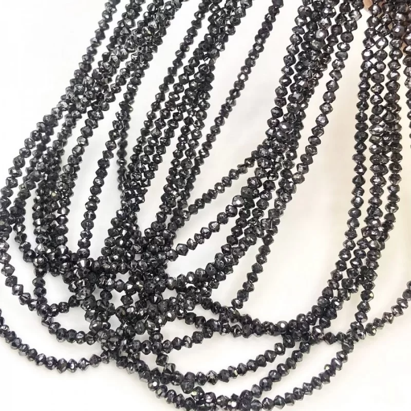 15 Ct Black Diamond Beads Round Strand