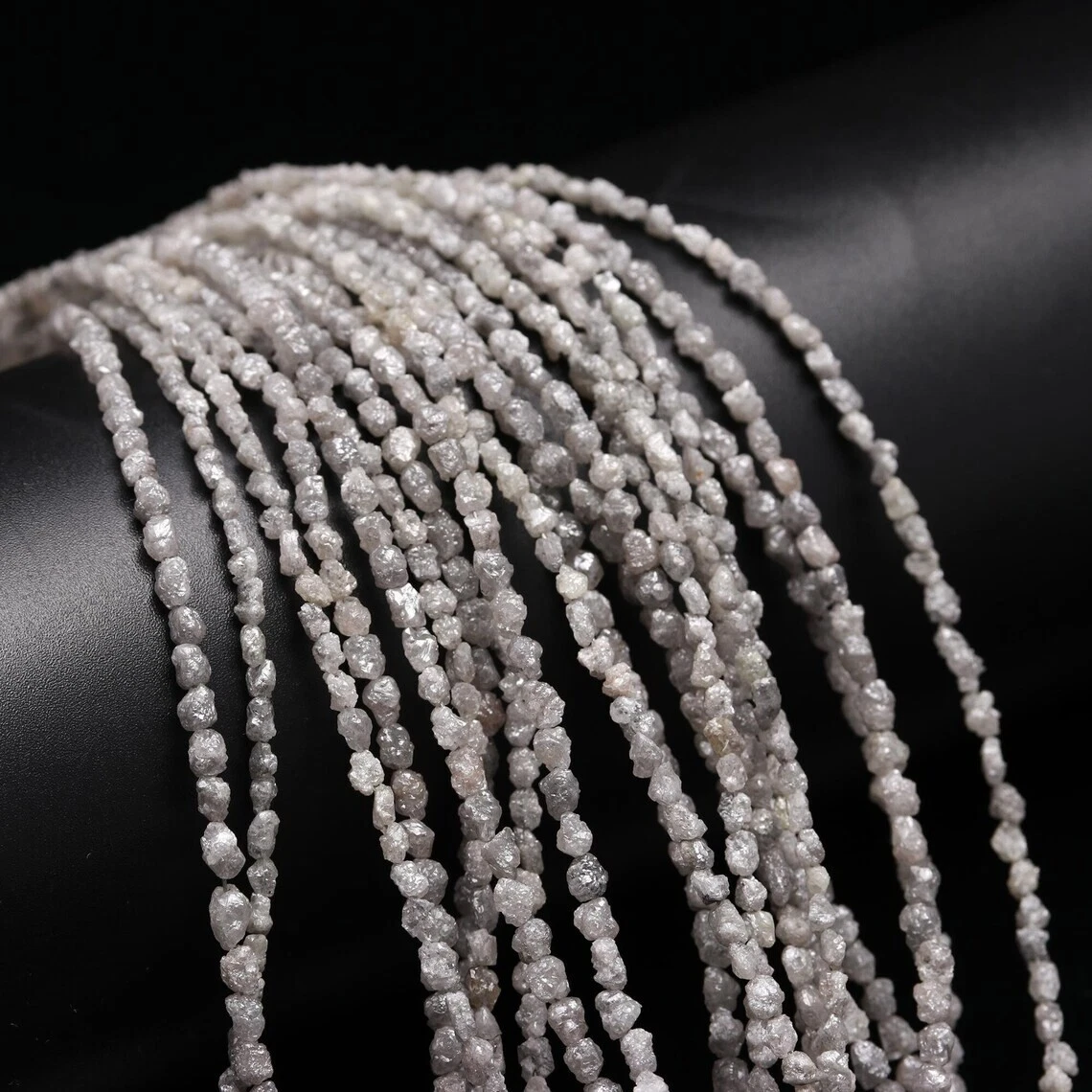 15 Ct Grey Rough Diamond Beads 2–3mm Strand