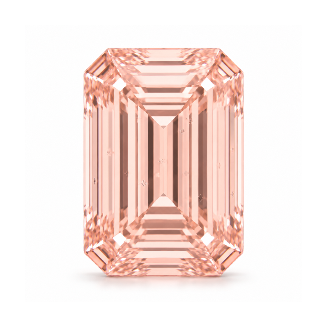 Rectangular pink gemstone on a white background