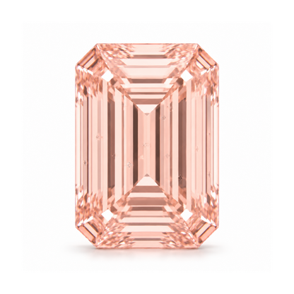 Rectangular pink gemstone on a white background