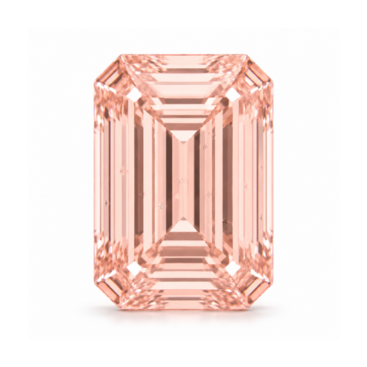 Rectangular pink gemstone on a white background