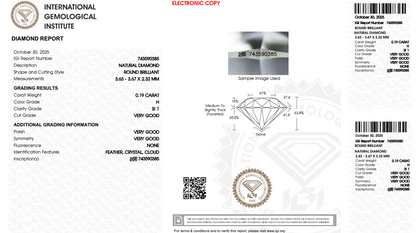Certified White Diamond Round 0.19CT