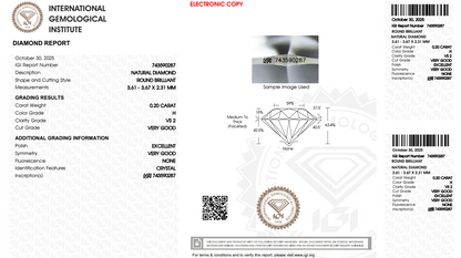 Certified White Diamond Round 0.20CT