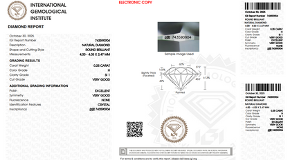 Certified White Diamond Round 0.25CT