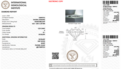 Certified White Diamond Round 0.25CT