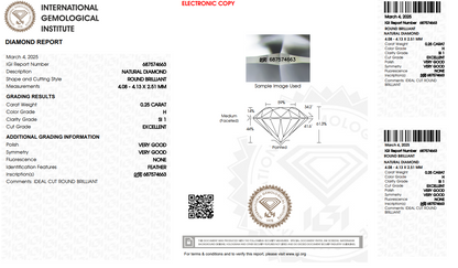 Certified White Diamond Round 0.25CT
