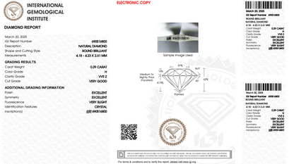 Certified White Diamond Round 0.29CT