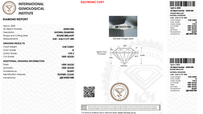 Certified White Diamond Round 0.40CT