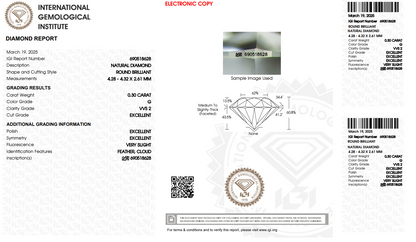 Certified White Diamond Round 0.30CT