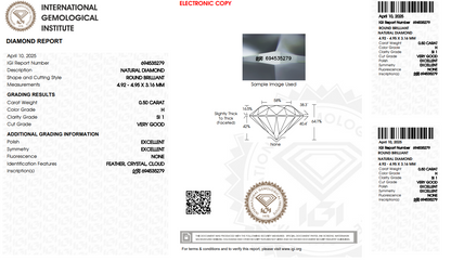 Certified White Diamond Round 0.50CT