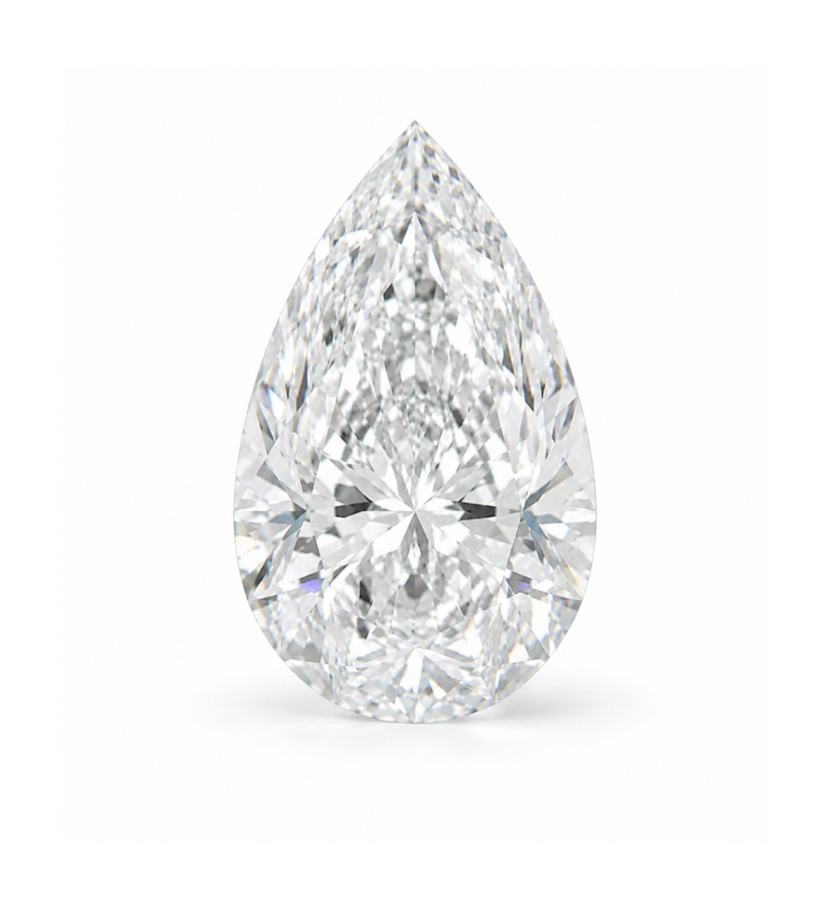 Pear-shaped diamond on a white background