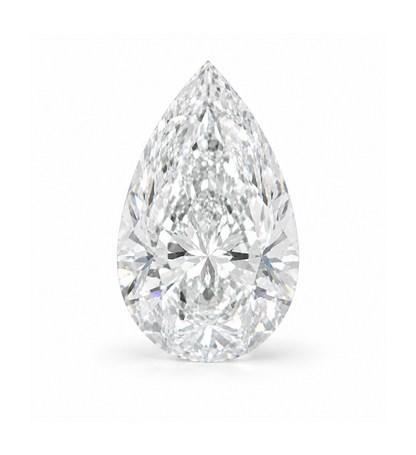 Pear-shaped diamond on a white background