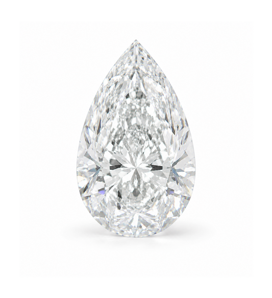 Pear-shaped diamond on a white background