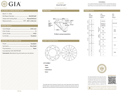 Certified White Diamond Round 2 CT