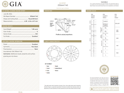 Certified White Diamond Round 1 CT