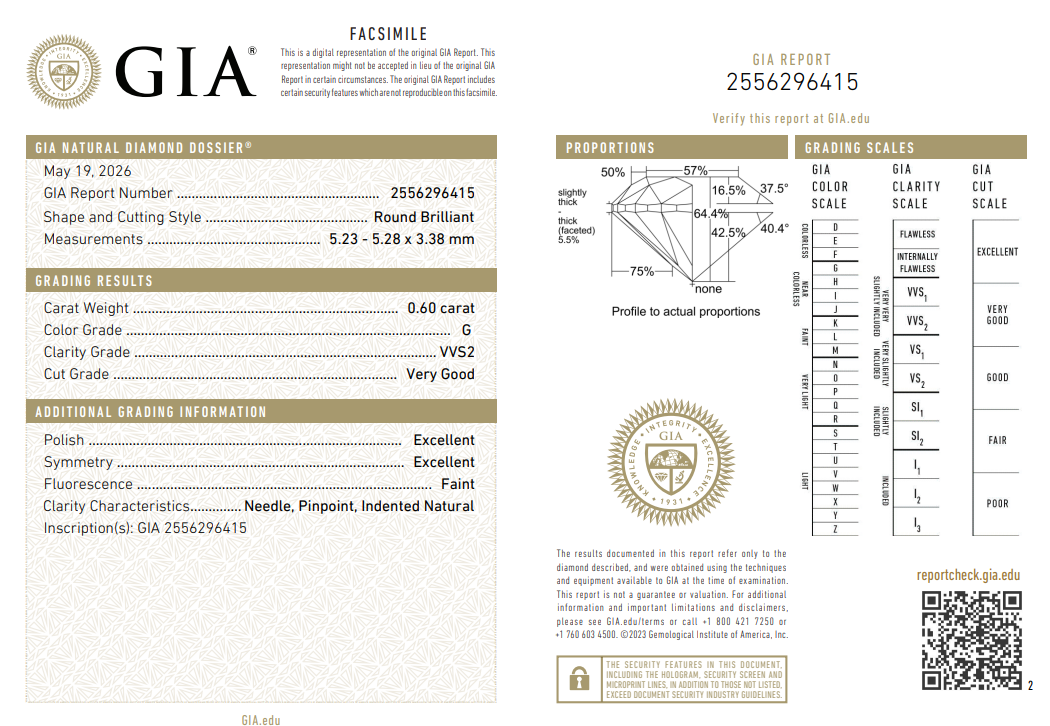 Certified White Diamond Round 0.60CT